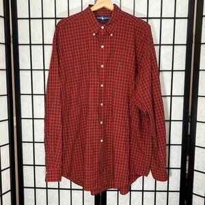 Ralph Lauren Shirt Mens XL Red Plaid Check Button-Up Pony Classic